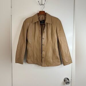 Gerard vintage tan 70’s leather, button down,  jacket 42 Italian or S U.S.
